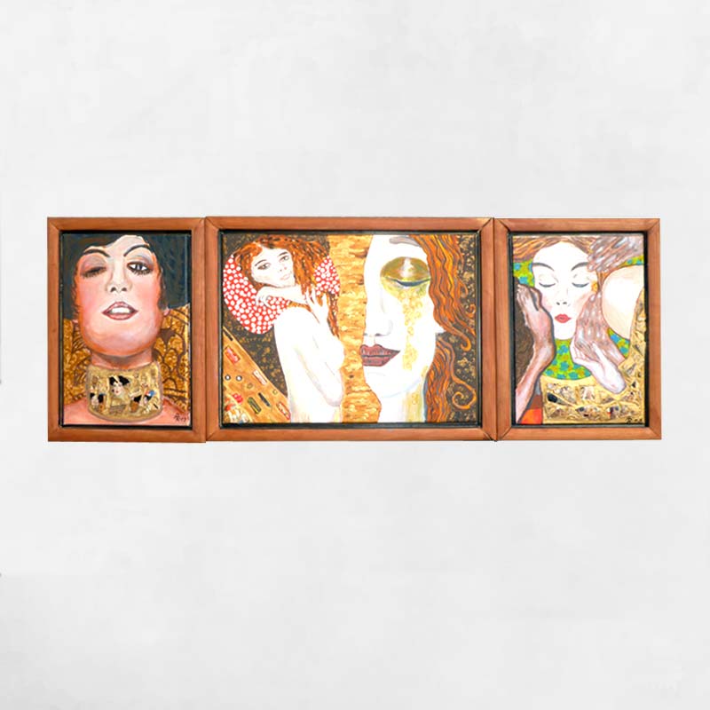 Andreas Rudloff, Hommage an Gustav Klimt, Triptychon, Acryl