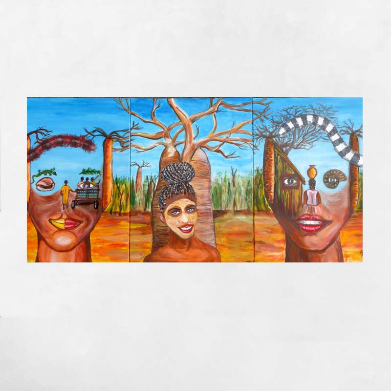 Andreas Rudloff, Madagaskar, Triptychon 150x70cm, Acryl