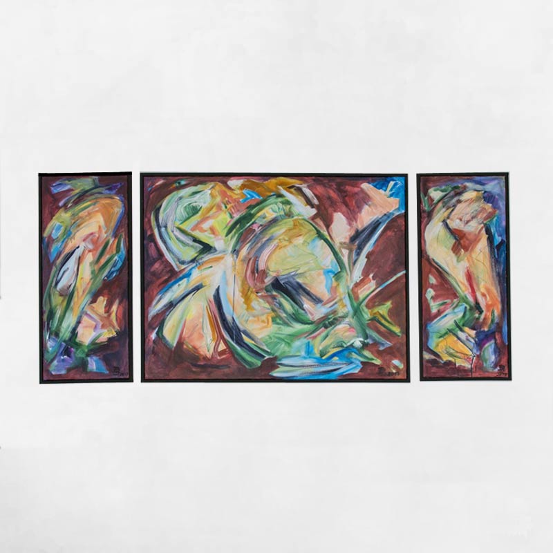 Dietrich Braumann, Abstraktion, Triptychon 80x200cm, Acryl